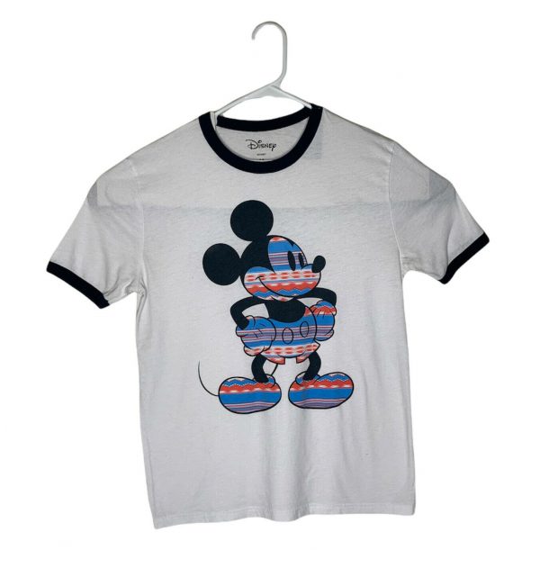 Disney Mickey Mouse Red White Blue Tone Men's T-Shirt Size M