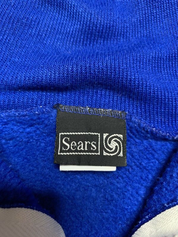 Vintage Sears Blue & White Racer Stripes Jogging Jacket Ladie's Size Large tag