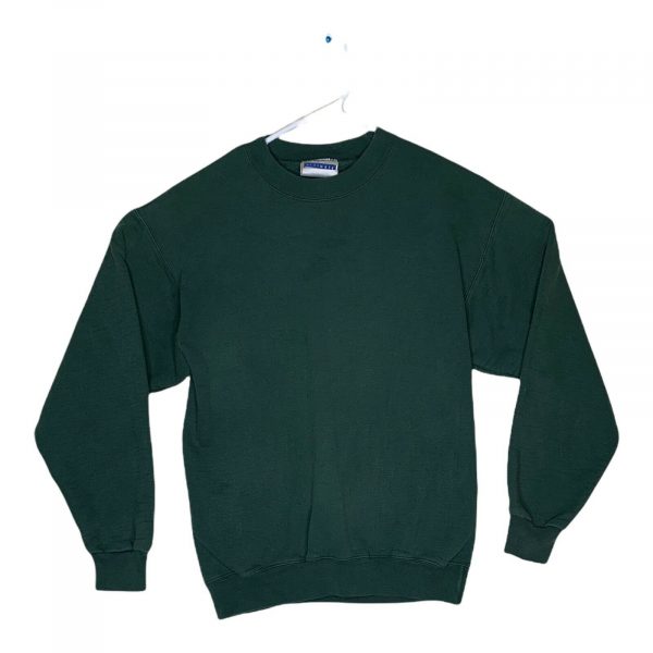 Vtg Dark Green Hanes Ultimate Cotton Printpro Men's Sweater Size S (34-36)
