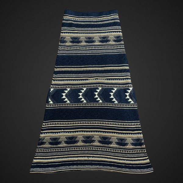 Polo Ralph Lauren Black & Brown Aztec Women's Silk Lined Linen Skirt Size XS $598 MSRP