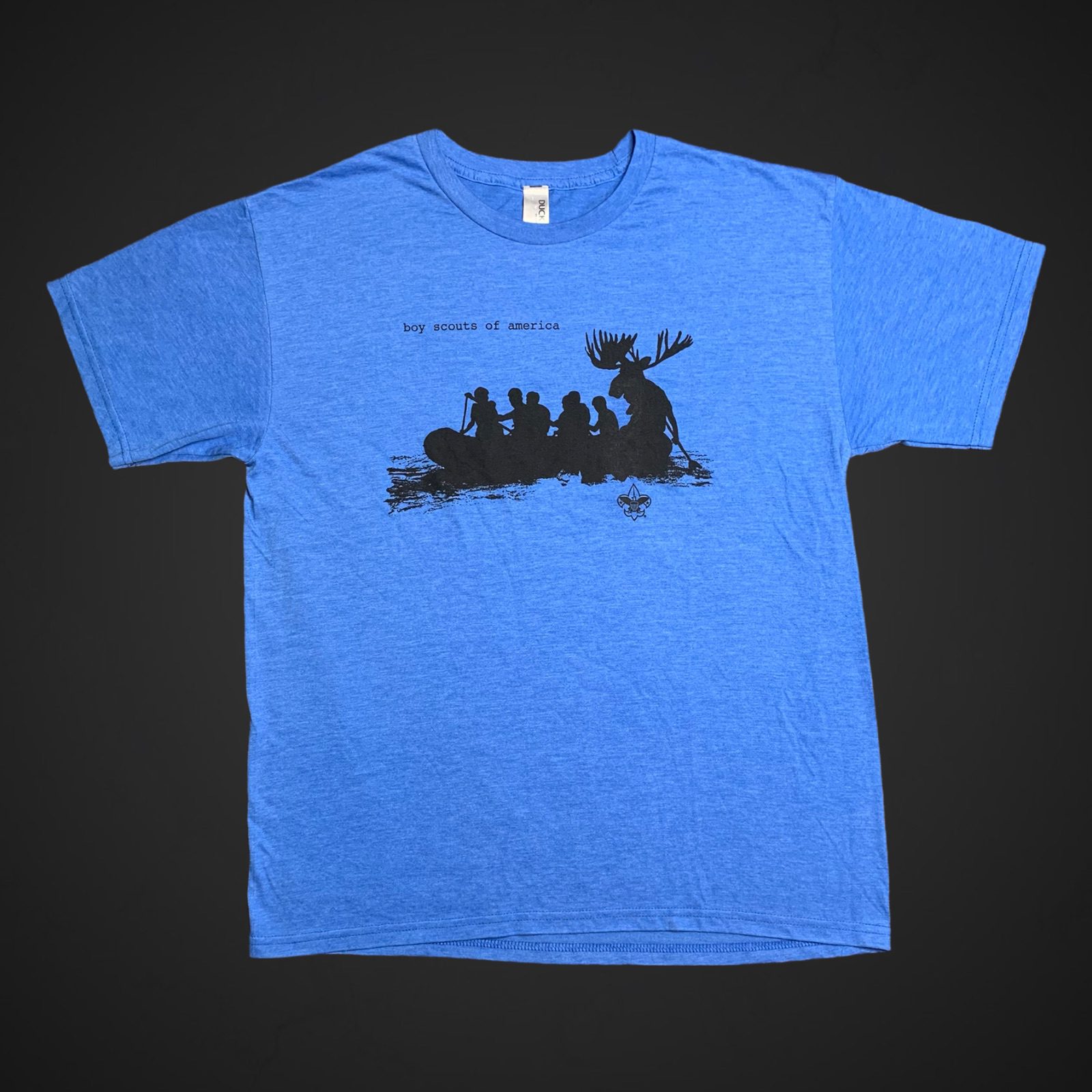 Boy Scouts of America Moose Boat Scout Men’s Blue T-Shirt Size Large