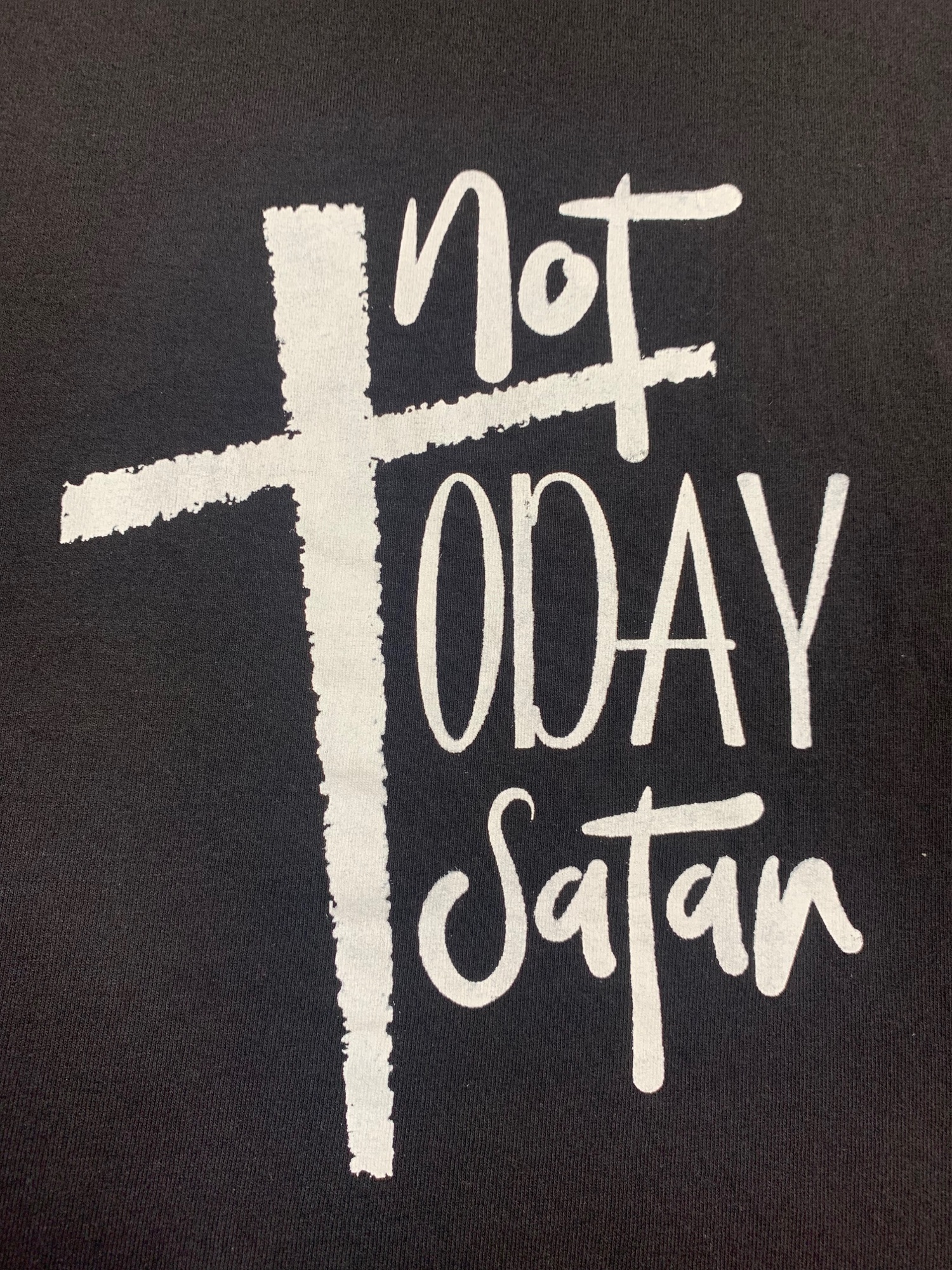 Not Today Satan Graphic Tee Men's Black T-Shirt Size Large