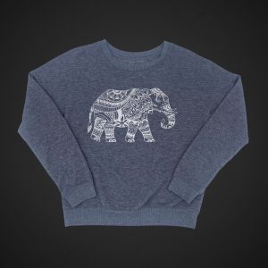 Boho Elephant Gray Pullover Sweatshirt Size M